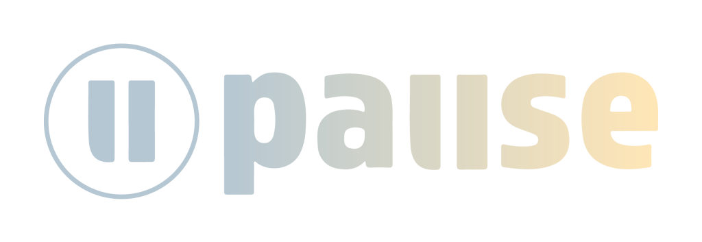 Logo featuring a circular pause symbol followed by the word ‘pause’ in a soft gradient style.
